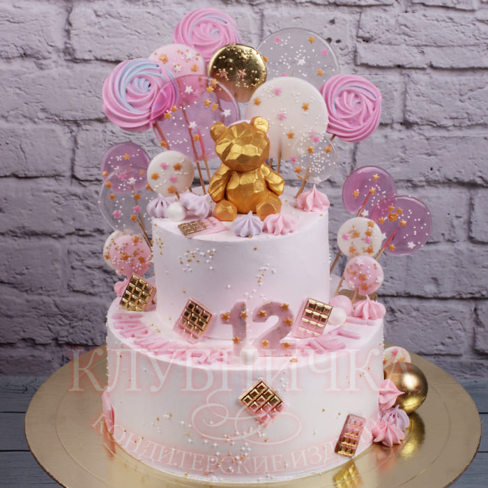 Детский торт "Модный медвежонок" 1700руб/кг+900 фигурка